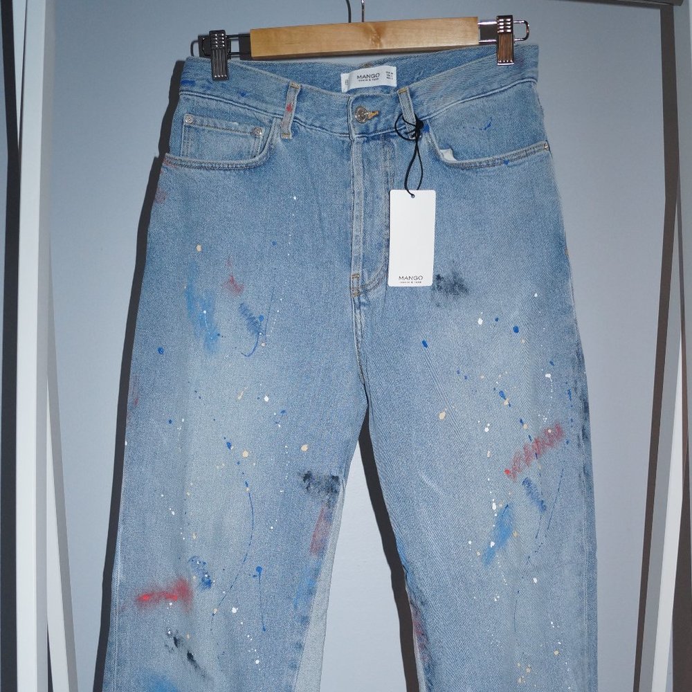 Mango Denim & Tees Paint relaxed jeans Sz 4